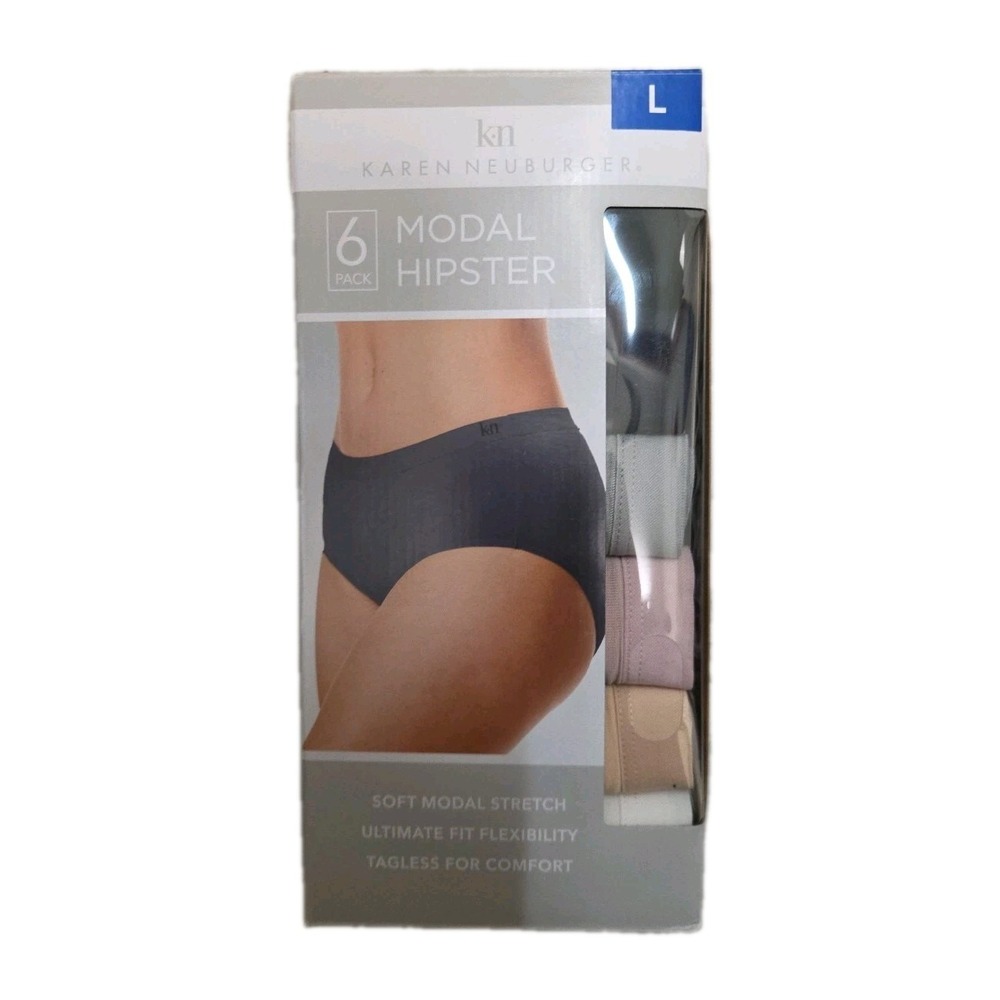 NEW Karen Neuburger Women's L 6-Pack Modal Hipster Underwear Soft Stretch